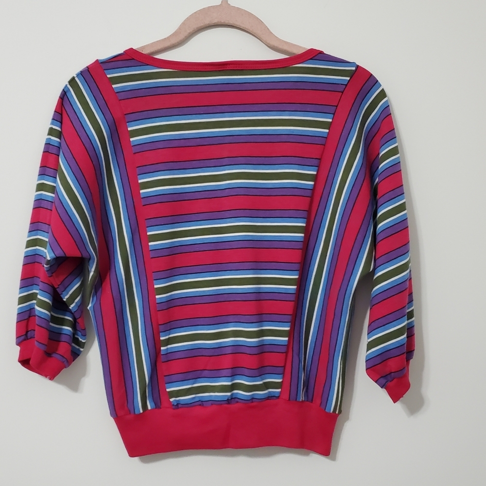 Wrangler Vintage 80s Retro Striped Top Womens Medium - Picture 5 of 10